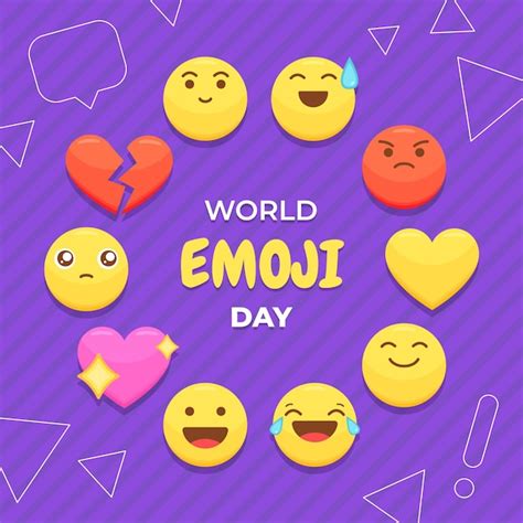 Ilustração do dia de emoji do mundo plano Vetor Grátis