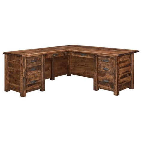 Rustic Maple Wood L Shaped Desk From DutchCrafters Amish Furniture