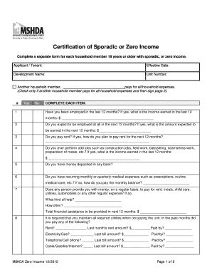 Fillable Online Michigan Certification Of Sporadic Or Zero Income