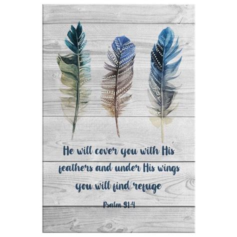 Psalm 914 He Shall Cover You With His Feathers Canvas Print