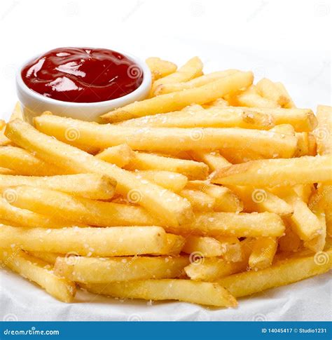 French Fries With Ketchup And Mayonnaise