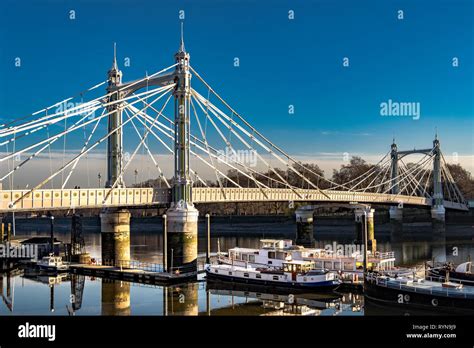 Albert Bridge Built In 1873 Connects Chelsea In Central London On The