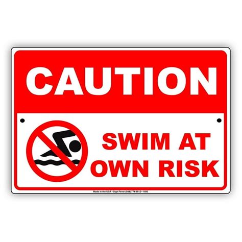 Caution Swim At Your Own Risk With Graphic Restriction Prohibition