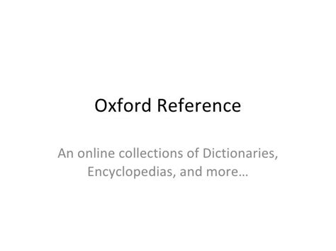 Oxford Reference Online