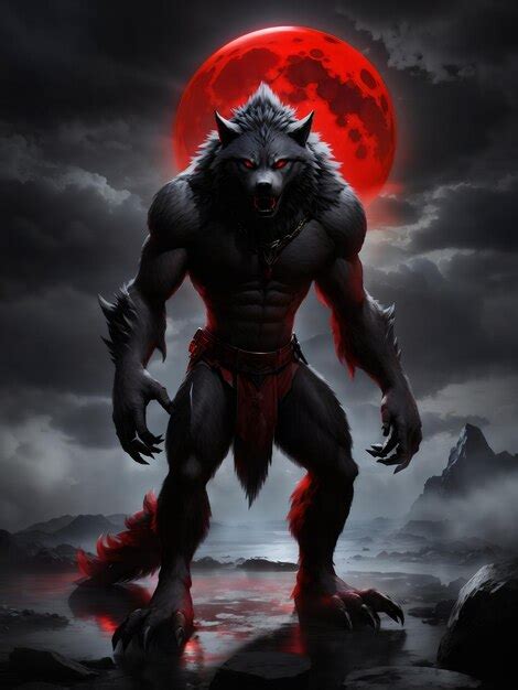 Premium Photo | 3d rendered detailed image of Black werewolf with red eyes created with ...