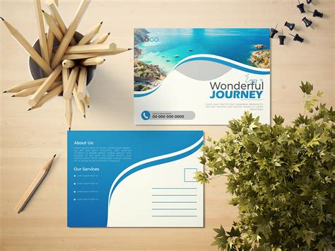 Modern Travel postcard, postcard template design :: Behance