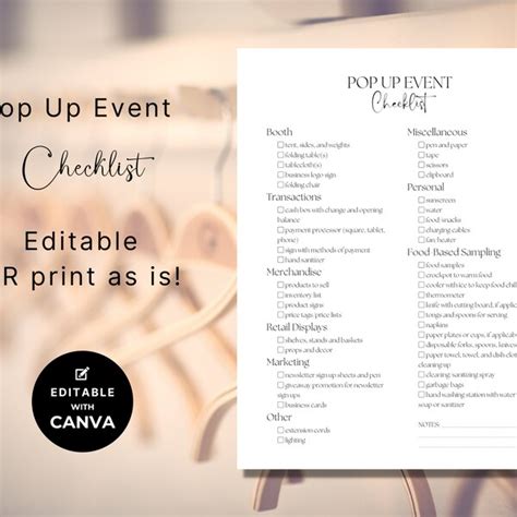 Vendor Event Checklist Etsy