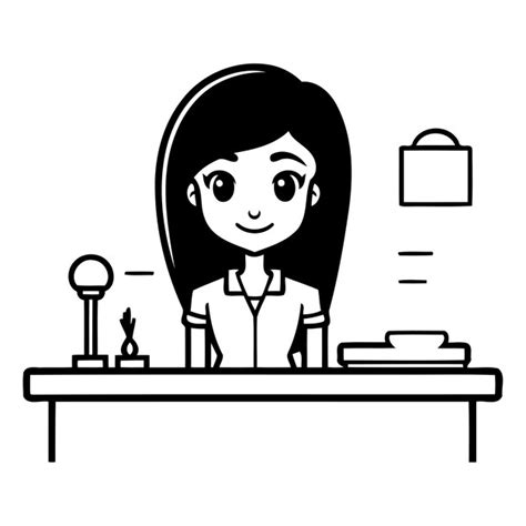 Premium Vector Cute Business Woman Working At Office Desk Cartoon