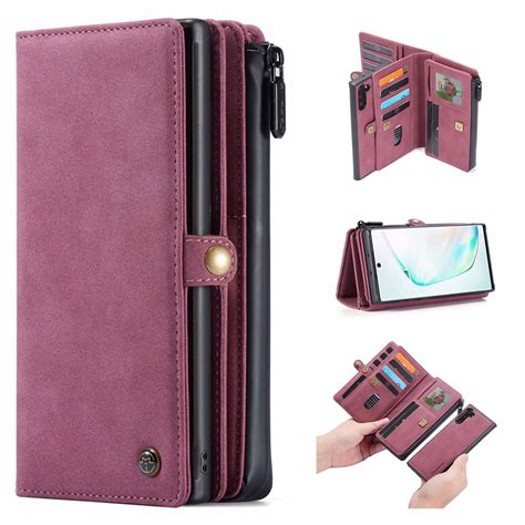 Samsung Galaxy Note 10 Wallet Case Dteck Matte Leather Zipper Wallet Case 17 Card Slots Holder