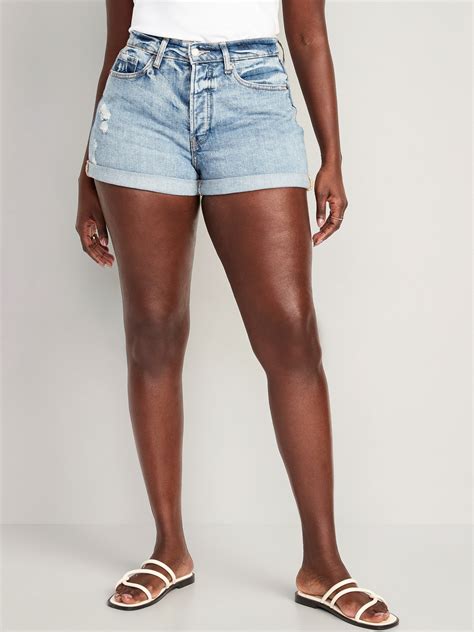 Short Og Droit Profil Taille Haute Et Braguette Boutonn E En Denim