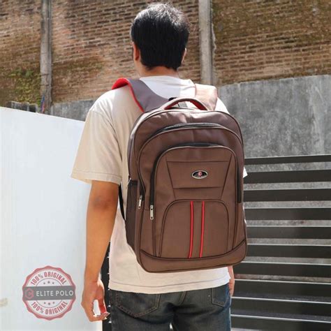 Jual Tas Ransel Pria Elite Polo Mikro Original Coklat Pelatihan Kantor