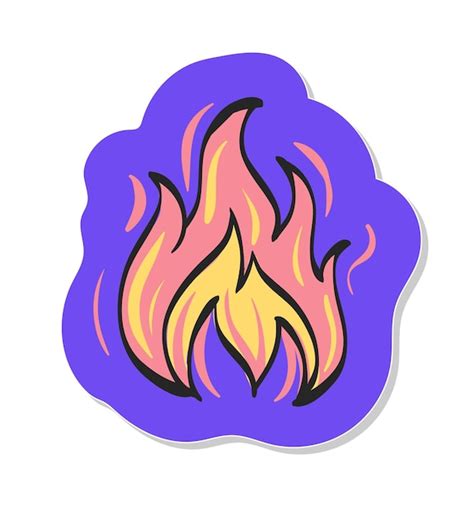 Icono de fuego dibujado a mano en la ilustración de vector de estilo de