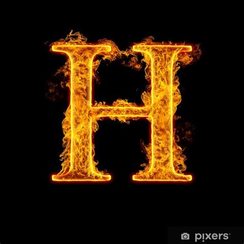 Sticker Fire alphabet letter H - PIXERS.NET.AU