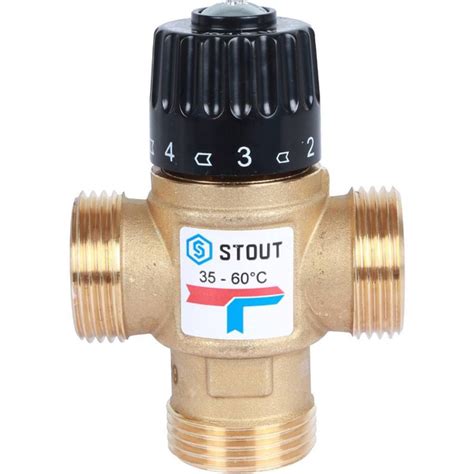 Трехходовой термостатический смесительный клапан Stout 1 НР 35-60С KVs ...