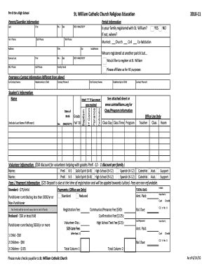 Fillable Online Saintwilliams Parentguardian Information Parish