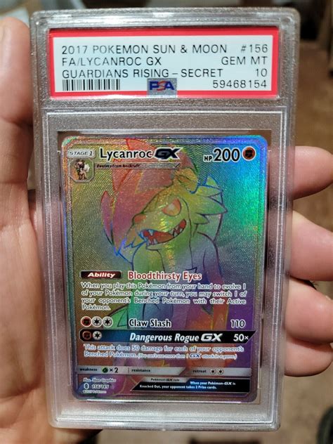 Mavin Pokemon Lycanroc Gx Psa 10 156 Guardians Rising Secret Rainbow Rare Card