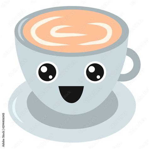 Coffee Emoji Cup With Eyes Kawaii Cup Element For Menu Emoji Icon