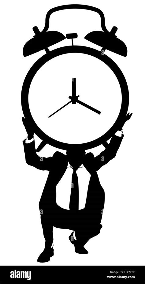 Illustration of a man holding a big clock Stock Photo - Alamy