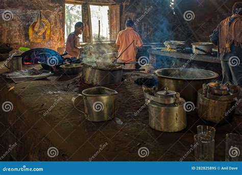 Kitchen Of Traditional Indian Roadside Food Joint Dhaba Editorial