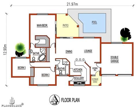 Simple Bedroom House Plans With Garage Pdf Plan Plandeluxe