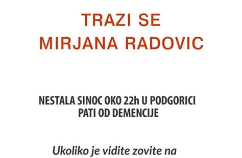 Nestala Mirjana Radović | Standard
