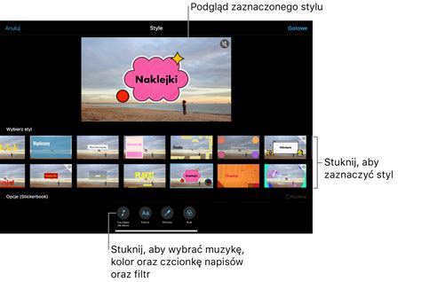 Zmienianie Stylu Projektu Magiczny Film Lub Projektu Scenorys W IMovie