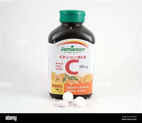 Jamieson Chewable Natural Tangy Orange Vitamin C Bottle Stock Photo