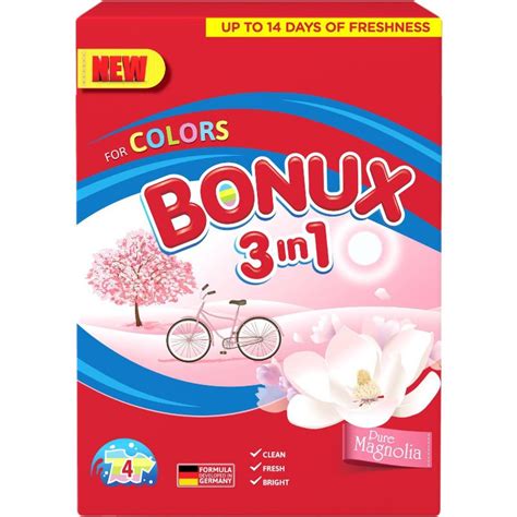 Detergent De Rufe Pudra Automat Bonux 3In1 Color Magnolia 7 Spalari 400G