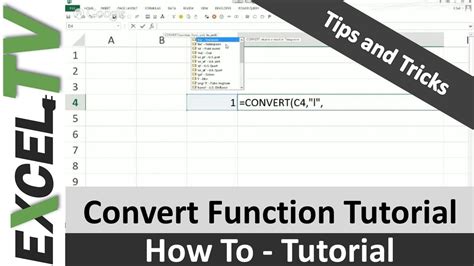 Convert Function In Excel Video Tutorial Excel TV