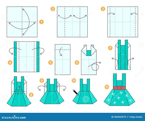 Origami Tutorial For Kids Origami Cute Dress Cartoon Vector