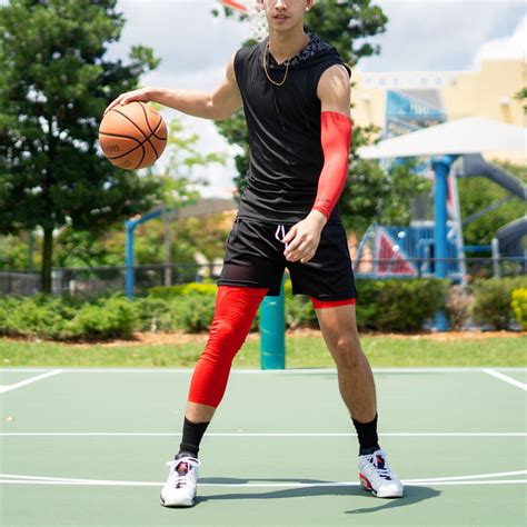 Hue Red Single Leg Basketball Tights Sleefs