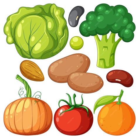 Free Vector | Set of mix fruit and vegetable