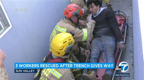 Los Angeles Firefighters Rescue Workers Trapped In A 4 Foot Trench At A Sun Valley Home Abc7