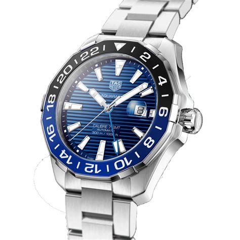 Tag Heuer Aquaracer Calibre 7 GMT Blue Black Bezel New York Jewelers