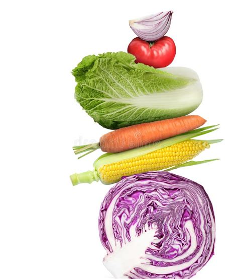 Stack Of Different Fresh Vegetables On White Background Stock Image