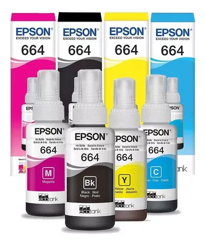 Tinta De Impresora Epson 664 Negra Cian Amarilla Y Magenta 280 Ml 4