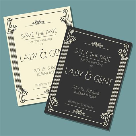 Romantic Art Deco Save The Date Card 208294 Vector Art At Vecteezy