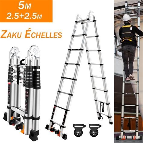 Zaku 5M Échelle Télescopique Pliante Escabeau Télescopique en Aluminium