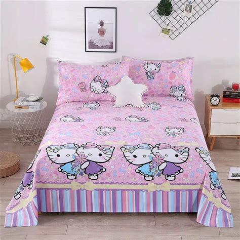 Sanrio Hello Kitty Bed Sheet Student Dorm Bed Sheet Pillowcase Girl