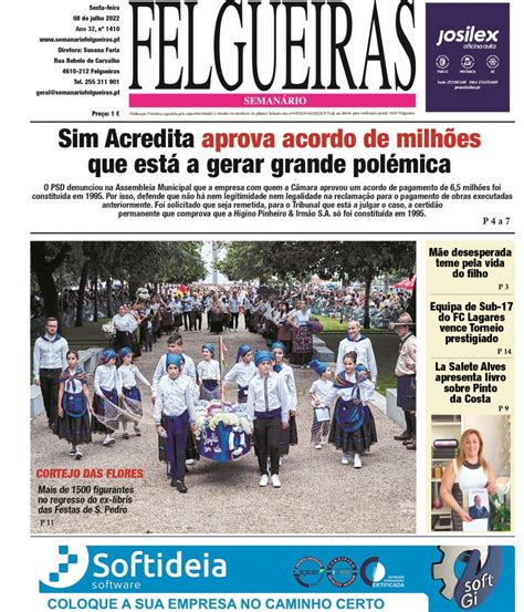 Capa do jornal desta semana Semanário de Felgueiras