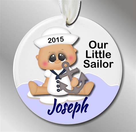 Personalized Christmas Ornament Sailor Baby Ceramic Etsy