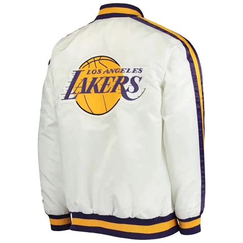 Mens Starter White Los Angeles Lakers Satin Varsity Jacket