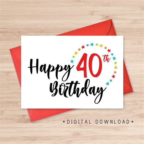 40th Birthday Printable Cards