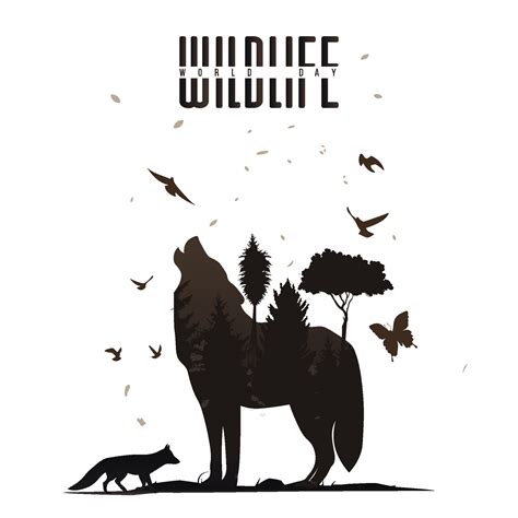 Wild Life poster design, Vintage style with animals, birds and trees 20382235 Vector Art at Vecteezy