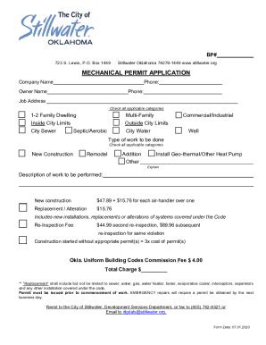 Fillable Online Juvo Stillwater Mechanical Permit Fax Email