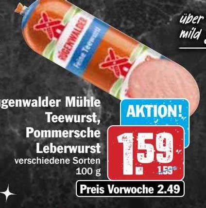 Rügenwalder Mühle Teewurst Pommersche Leberwurst Angebot bei Hit