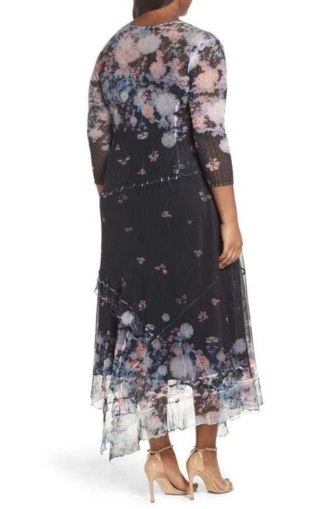 Komarov Floral Print Handkerchief Hem Maxi Dress Nordstrom Plus