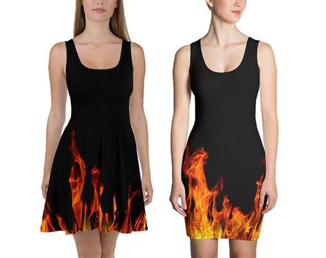 Dress Fiery Flaming Flames For A Hot Evening Girl On Fire Etsy Dresses Stage Outfits