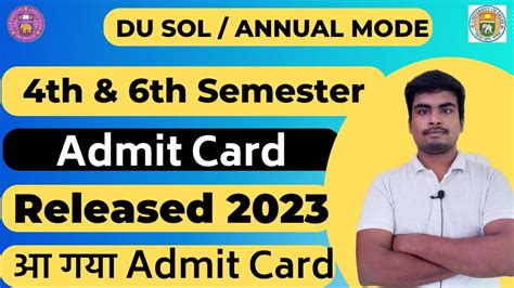 Du Sol Admit Card Released May Th Th Semester Annual Mode