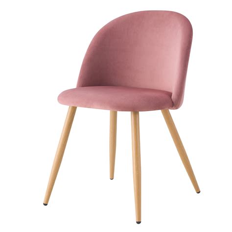 Chaise Cozy En Velours Rose Lot De